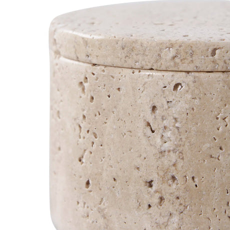 Liten boks med lokk i rustikk steinfinish til interiørbruk.