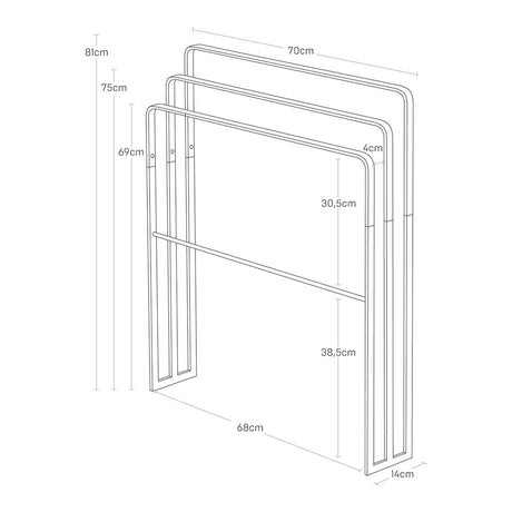Plassbesparende håndklehenger i robust sort utførelse.