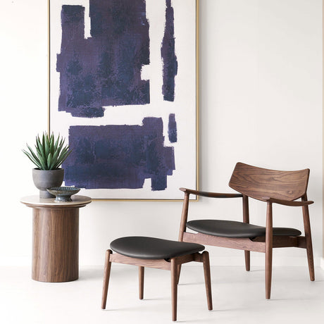 Edna veggbilde på lerret med håndmalte detaljer beige og blå 100x150 cm
