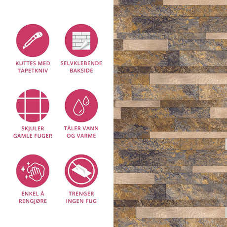 10-pack Karoline självhäftande väggplattor