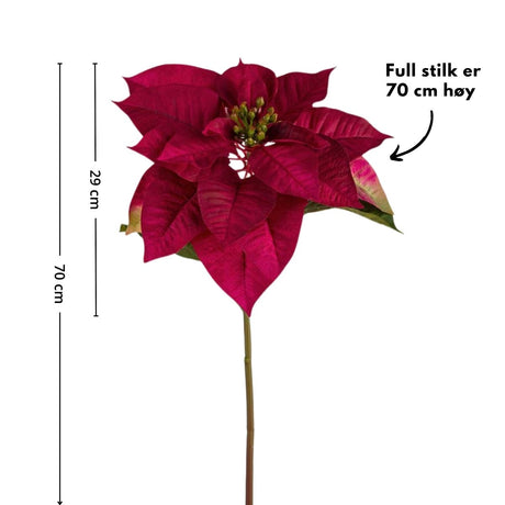 Stor julestjerne på 70 cm i klassisk rødfarve, en naturtro plante fra Mr. Plant.