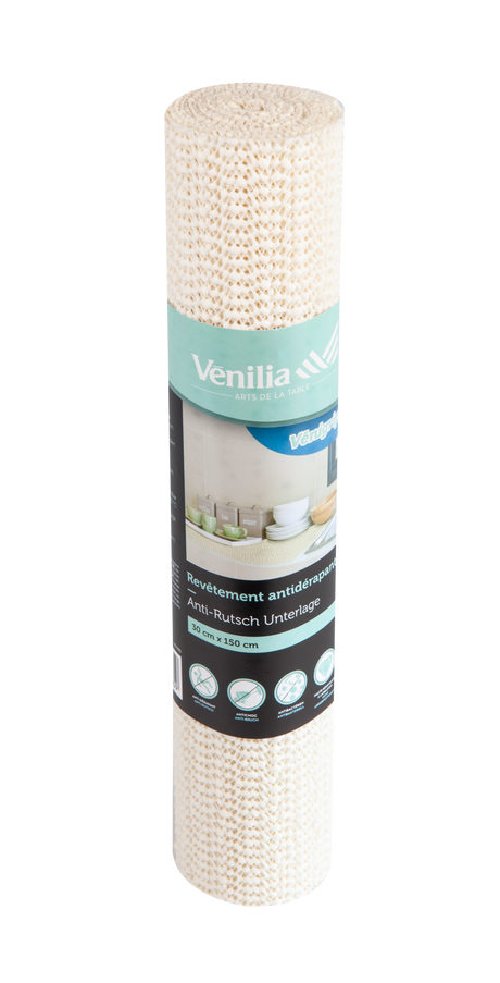 Hyllematte på rull i praktisk emballasje – sklisikker beskyttelse til skuffer og hyller.