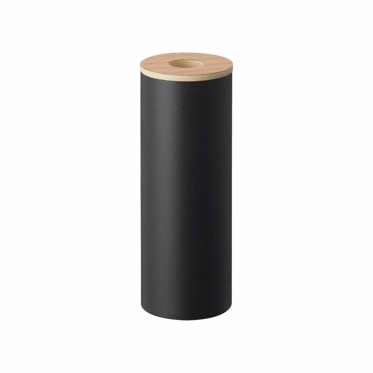Tørkepapirboks rund sort med trelokk 9,2 x 23,8 cm - Lindas Dekor