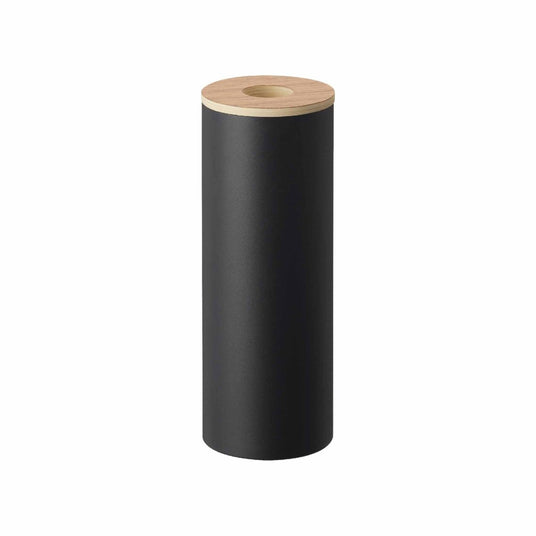 Tørkepapirboks rund sort med trelokk 9,2 x 23,8 cm - Lindas Dekor