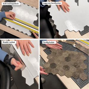 Hexagon bruna betong självklibbara väggflisor
