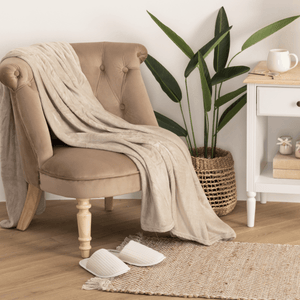 Flanellpledd beige 130 x 180 cm