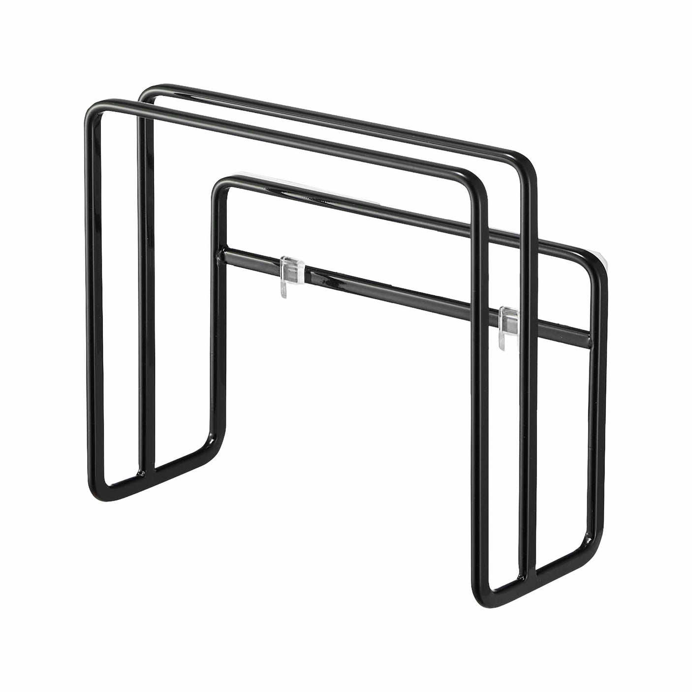 Veggmontert sort holder til skjærebrett i ulike tykkelser