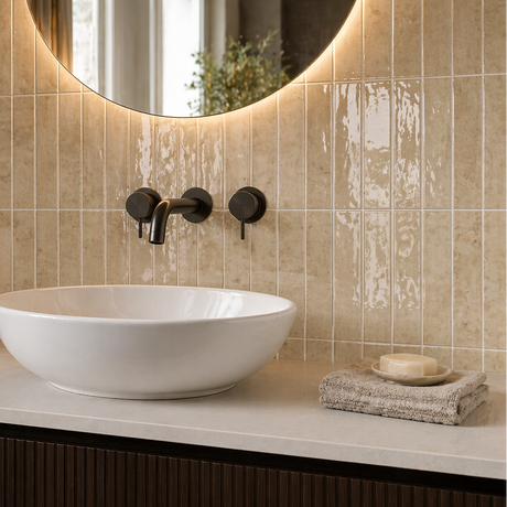 24-pk Louise gloss beige selvklebende veggfliser