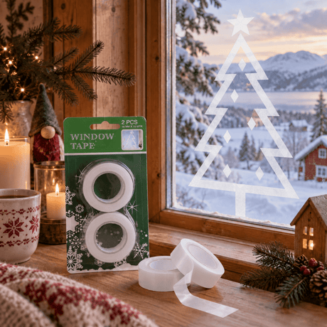 Underbar förpackning med tejp till fönstret, perfekt för jul och vinter