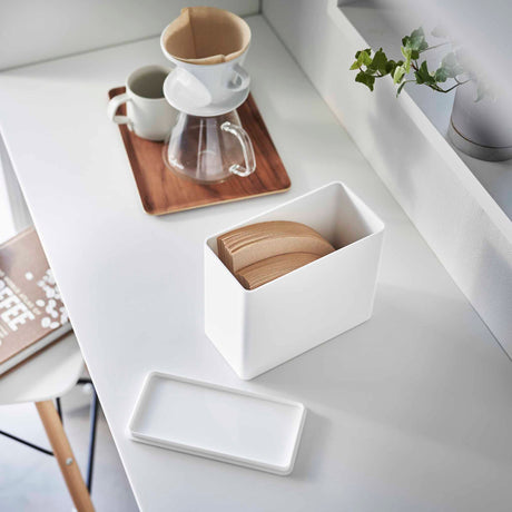 kaffefilter boks hvit til organisering av kjøkken