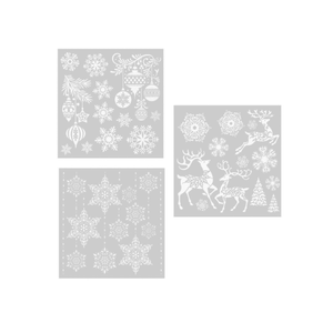 Julestickers med glitter 3 design julekuler og reinsdyr 31,5 x 30,4 cm - Lindas Dekor Wallstickers