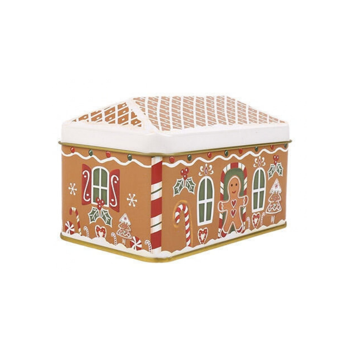 Metallboks pepperkakehus brun 12 x 8 x 8 cm