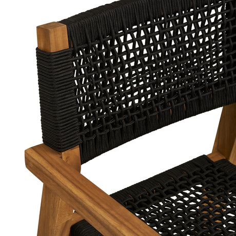 Spisestol i naturtre og sort tau til terrasse og uterom