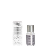 Nærbilde av 15 ml Stoneglow fragrance oil med luksuriøst metallokk og grå etikett.