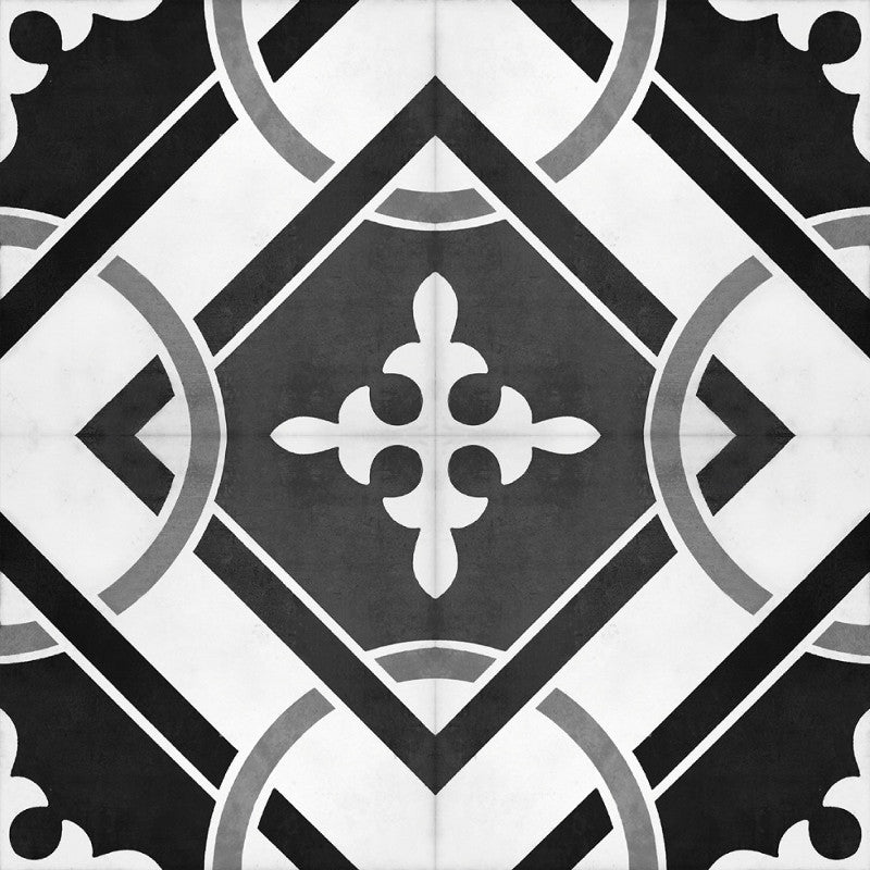 Vinyl fliser med grafisk mønster brukt i moderne interiør