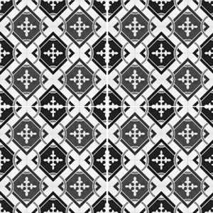 Ferdig lagt gulv med Isadora fliser i klassisk mønsterdesign