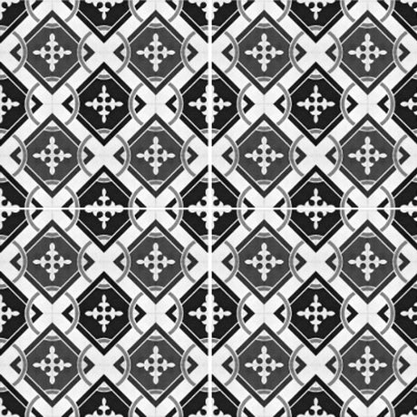 Ferdig lagt gulv med Isadora fliser i klassisk mønsterdesign