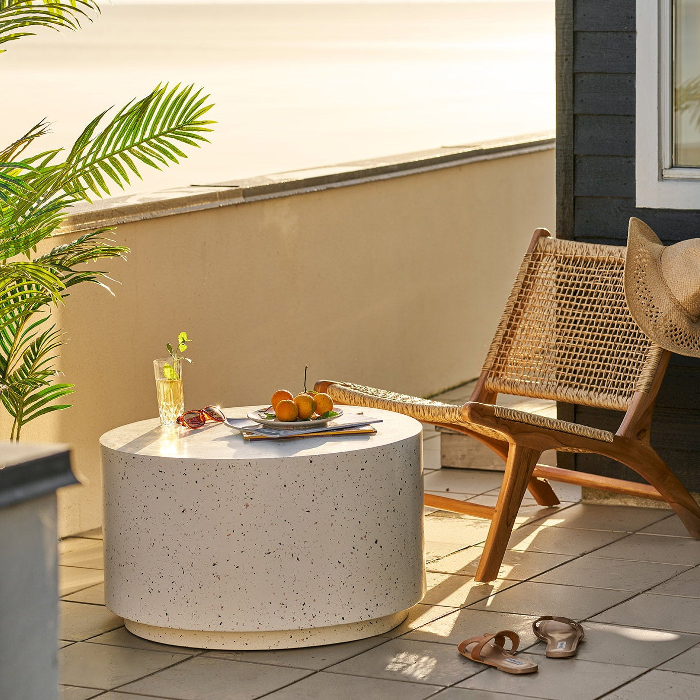 Bonn sofabord fiberclay terrazzo-look ø70 cm