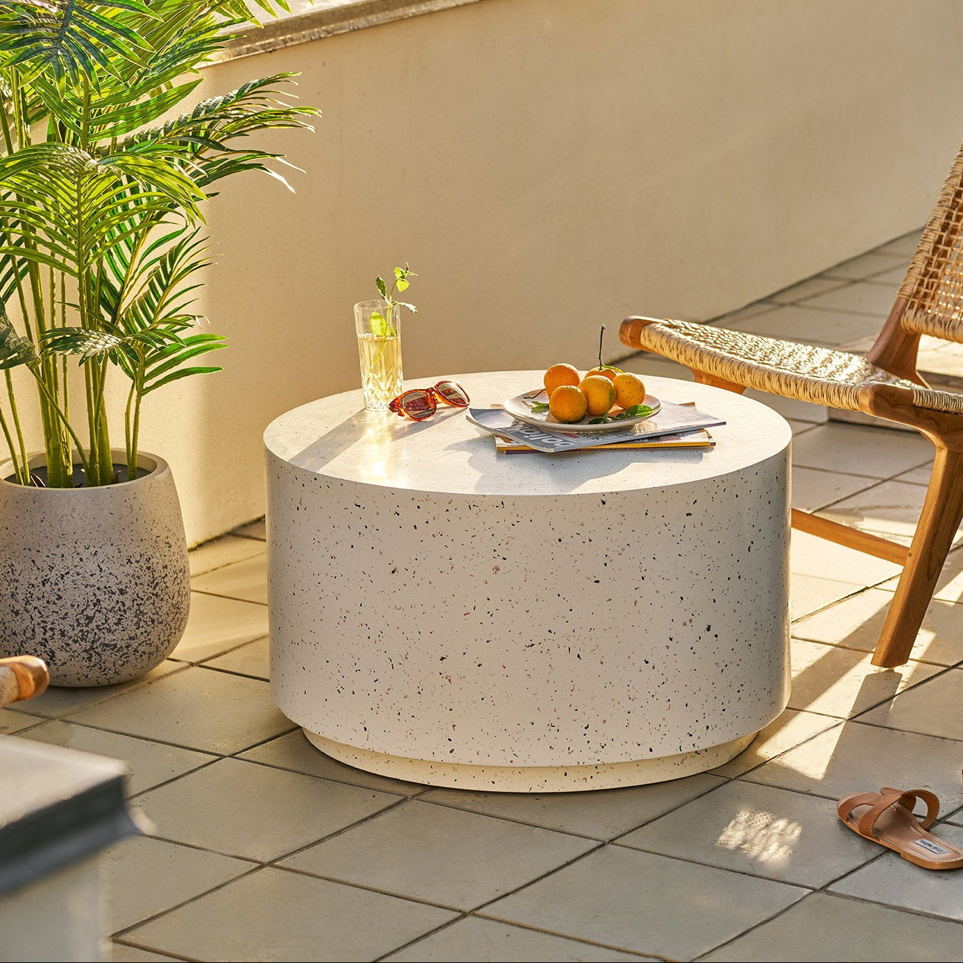Bonn sofabord fiberclay terrazzo-look ø70 cm
