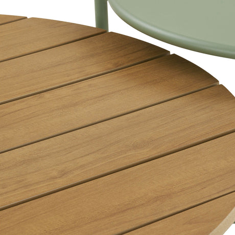 Komplett loungesett med grå puter og grønt stål til hage og terrasse detaljbilde