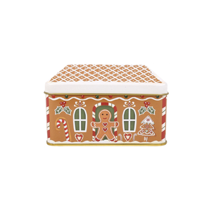 Metallboks pepperkakehus brun 12 x 8 x 8 cm