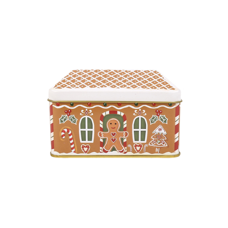 Metallboks pepperkakehus brun 12 x 8 x 8 cm
