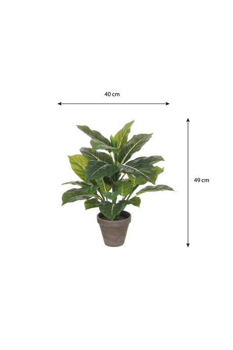 Evergreen kunstig plante grønn grå 49 cm med potte
