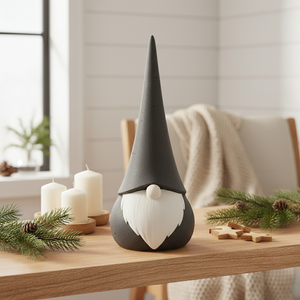 Keramik tomte svart, stor