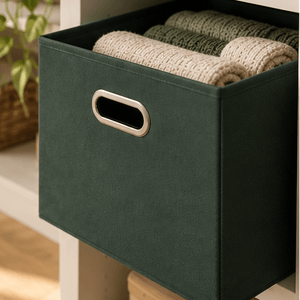 Oppbevaringsboks mørkegrønn 31 x 31 cm - Lindas Dekor Oppbevaringsboks