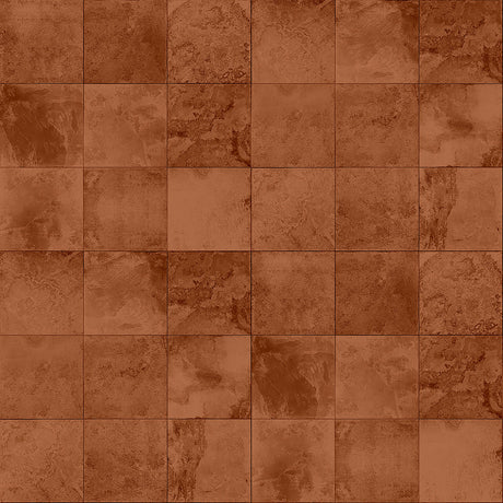 Nærbilde av rustfargede fliser med naturlig struktur og fargespill