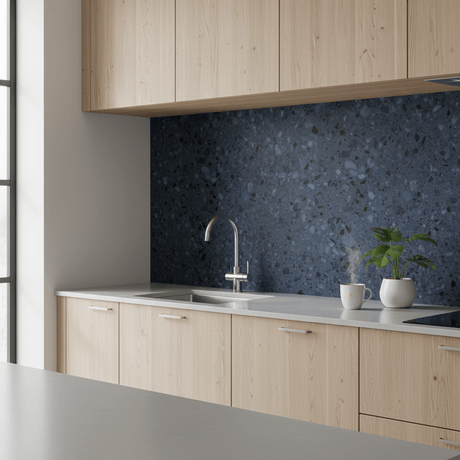 8 - pk Lisboa terrazzo blå selvklebende fliser - Lindas Dekor