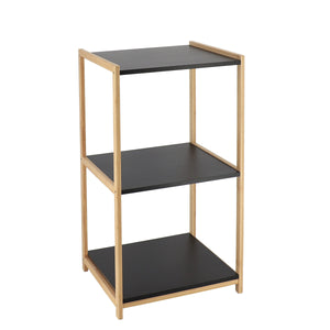 Bambusreol med tre hylder i MDF i bambus og sort