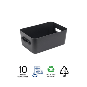 SmartStore Comfort M oppbevaringskurv i koksgrå resirkulert plast, produsert i Finland med 10 års garanti