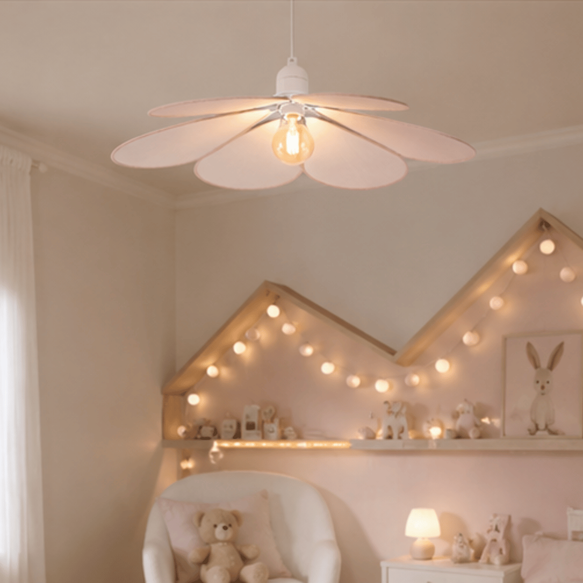 Taklampe kronblad rosa 64 cm - Lindas Dekor Taklampe