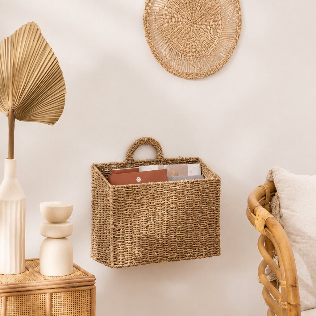 Hengekurv Cora natur 40 x 14 x 37 cm - Lindas Dekor Oppbevaringskurv