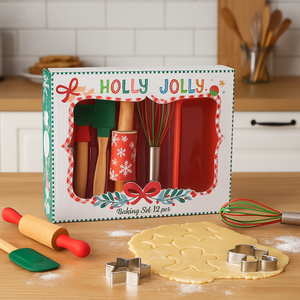 Juledesign bakesett i rødt og grønt – perfekt gave til barn