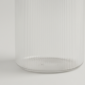 Høy glasskrukke med trelokk og håndtak – 1300 ml