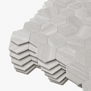 10 - pk Hexagon lysegrå betong selvklebende veggfliser - Lindas Dekor Fliser