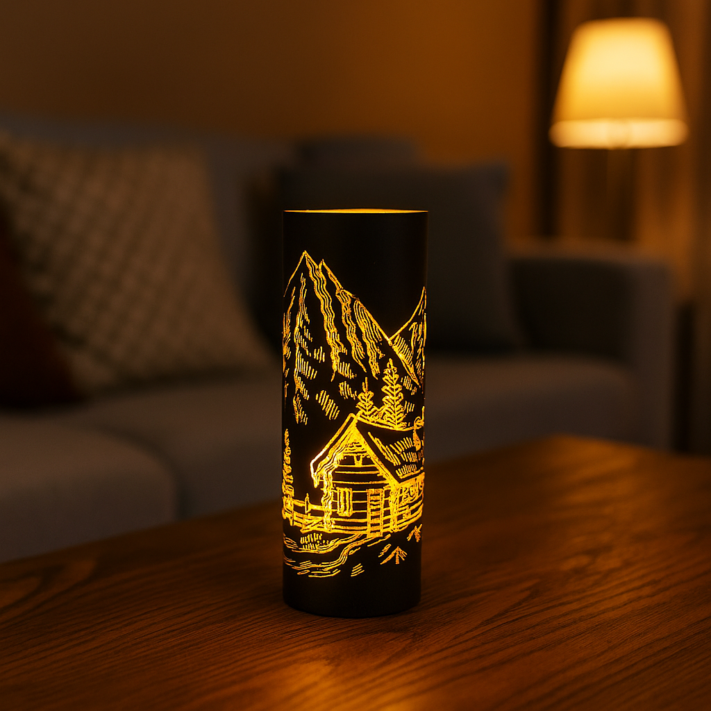 LED-lykta "Stuga", svart stor