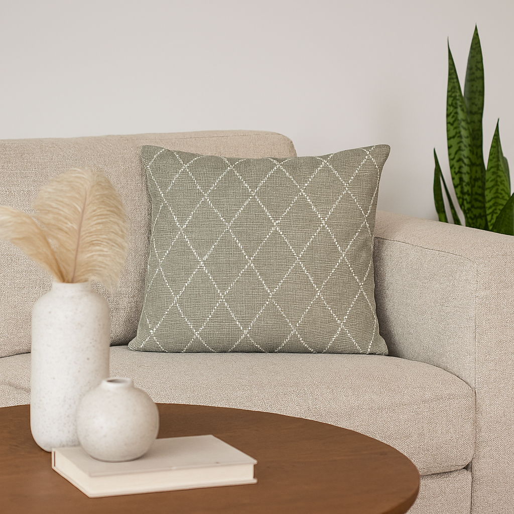 Putetrekk jaquard bomull beige