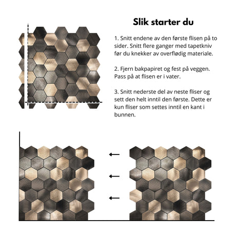 10-pack Latte hexagon självhäftande väggplattor