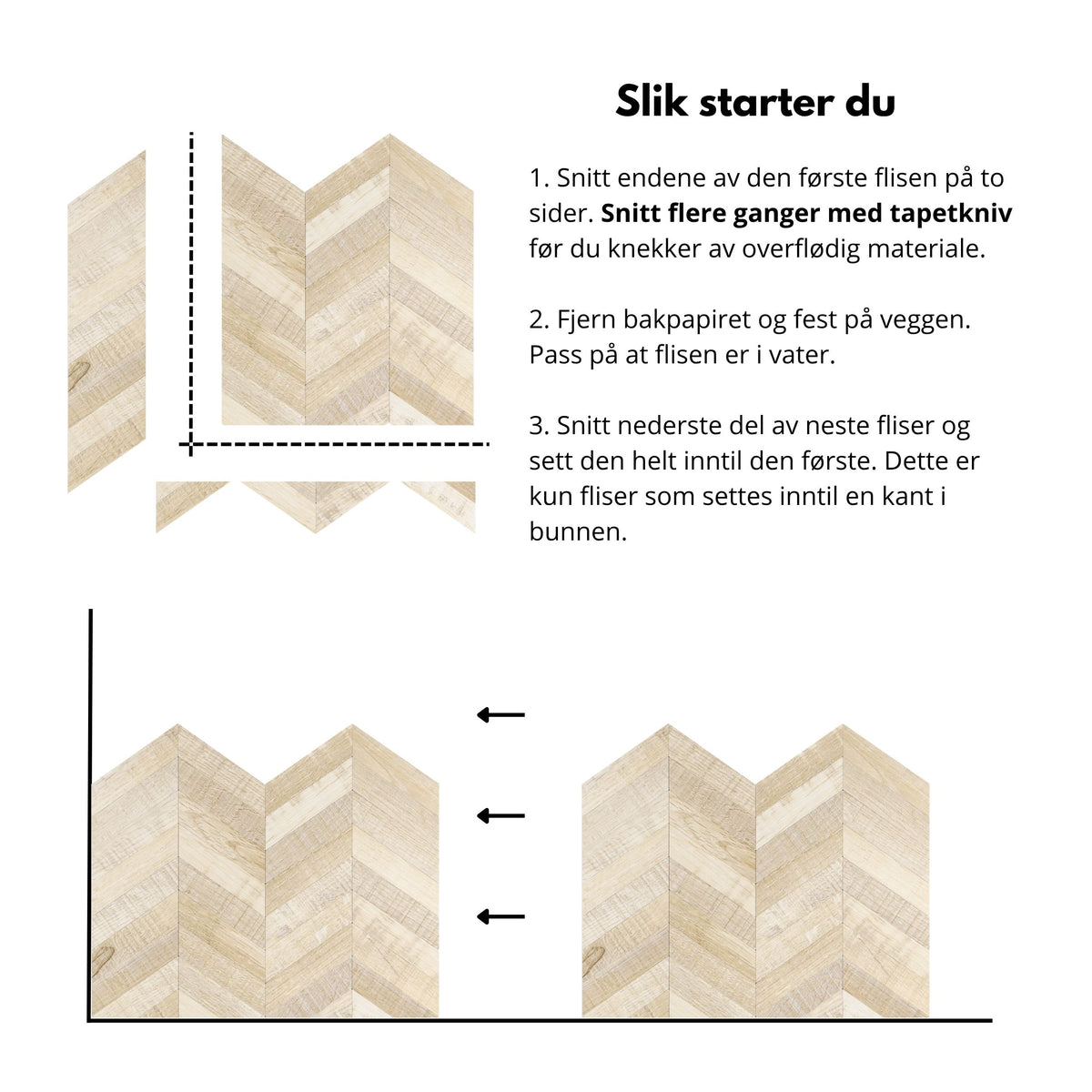 10-pk Nordic Chevron självhäftande väggplattor