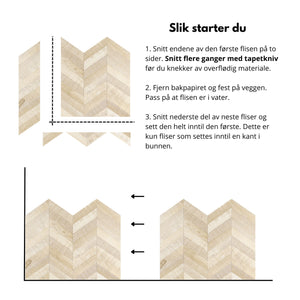 10-pk Nordic Chevron självhäftande väggplattor
