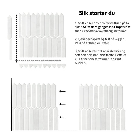 Monteringsillustration för Hedda grå självhäftande väggplattor