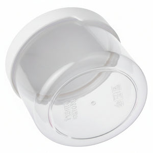 Transparent oppbevaringsboks til tørrmat med hvitt skrulokk