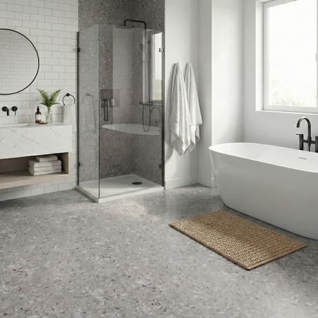 Lisboa Grå selvklebende fliser på vegg - moderne kjøkken- og baderomsdekorasjon i nøytrale toner