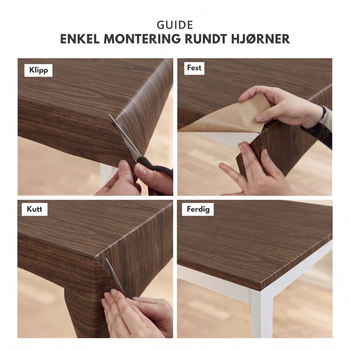 Slik monterer du Walnut mocha kontaktplast, steg for steg 