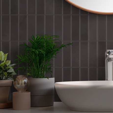 Adelina antracit silkesmatt självhäftande väggplattor