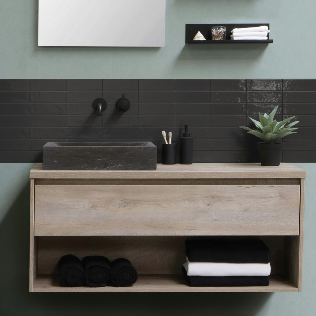 Adelina antrasitt selvklebende veggfliser