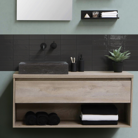 Adelina antracit silkesmatt självhäftande väggplattor